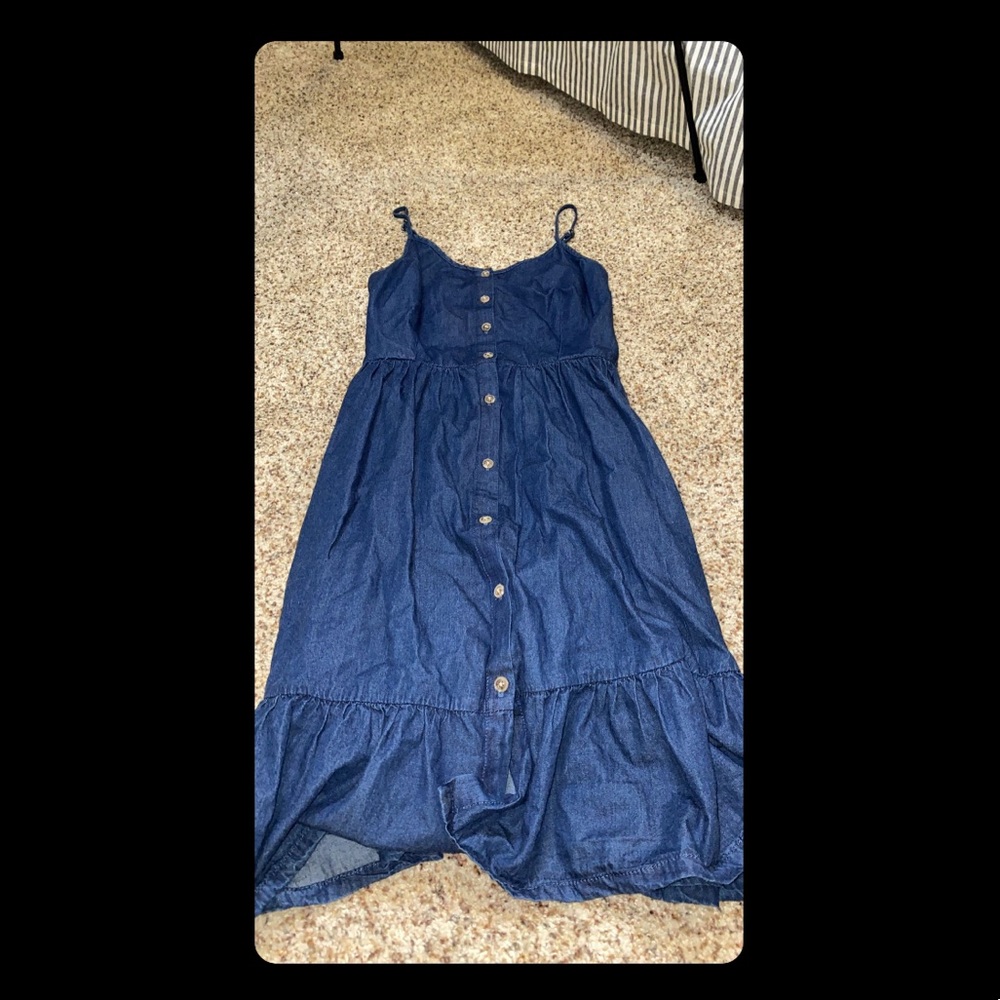 button up denim dress